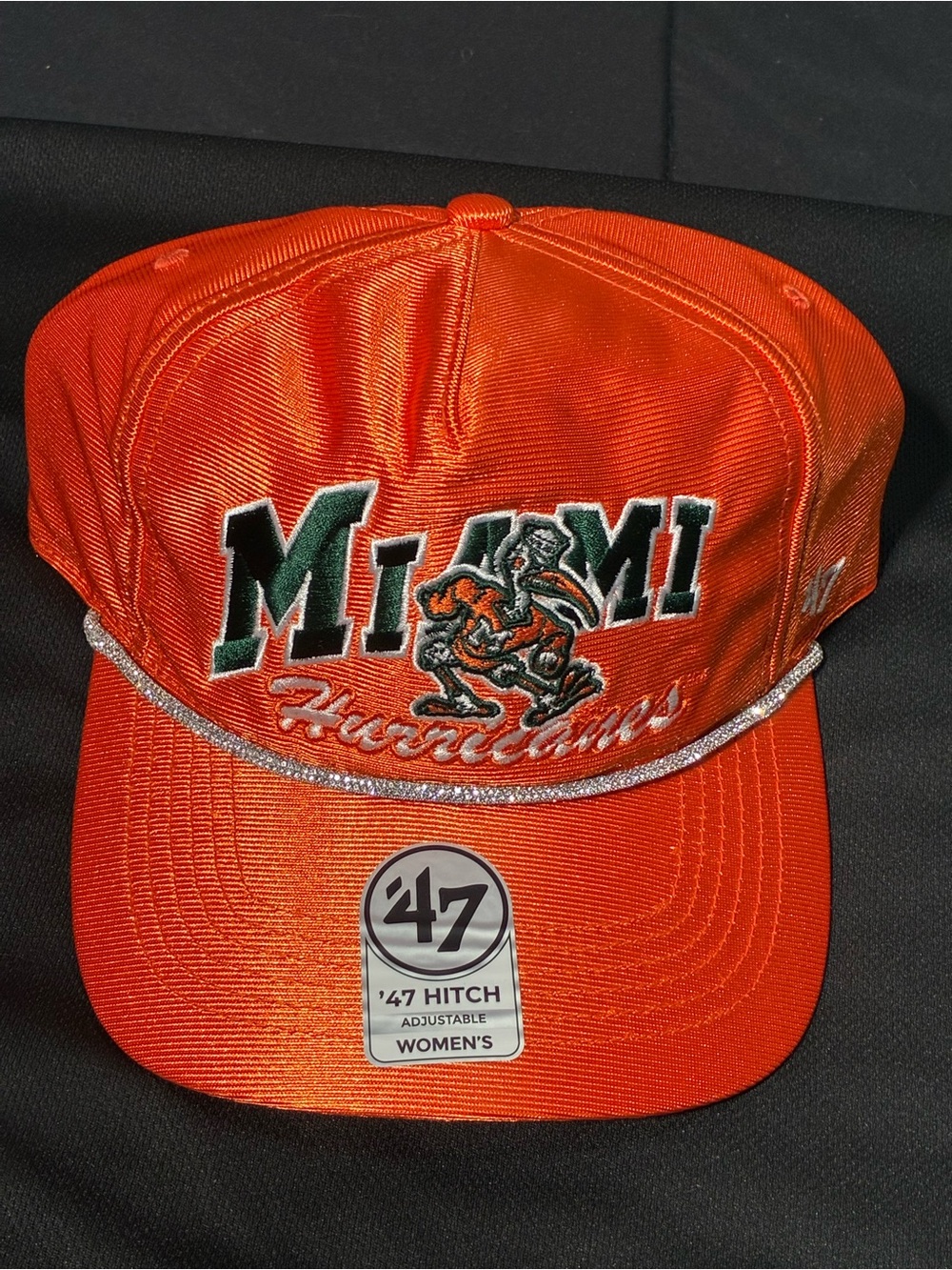 47 Miami Hurricanes Orange Glitter Trim Hat